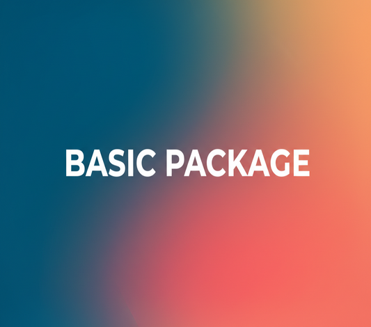 No generate me an image and write only BASIC PACKAGE and use some generated colour in background some colour match my store